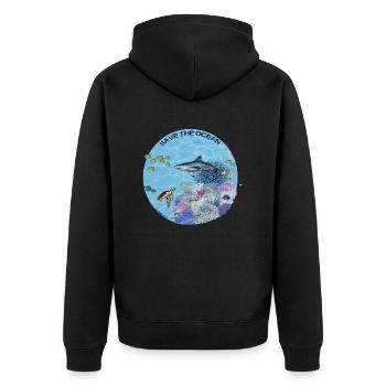 Save the Ocean - Coral reef colored - Unisex Premium Organic Zip Hoodie - black - Back - Nico (187cm)