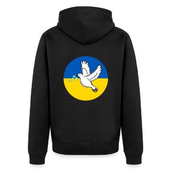 Ukraine Flag with peace dove - Unisex Premium Bio Zip Hoodie - Schwarz - Hinten - Nico (187cm)
