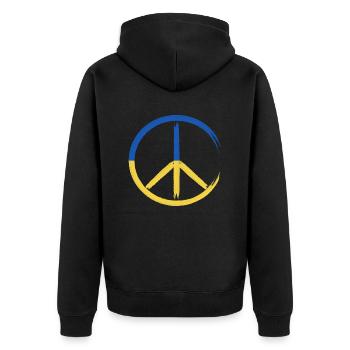 Ukraine Signe de paix Soutien à la guerre de paix Kiev - Veste à capuche bio Premium Unisexe - noir - Dos - Nico (187cm)