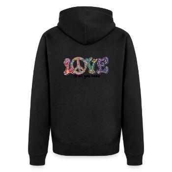Love is all you need Design / Peacezeichen - Unisex Premium Organic Zip Hoodie - black - Back - Nico (187cm)