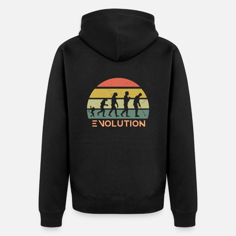 Retro Golf Evolution - Unisex Premium Organic Zip Hoodie - black