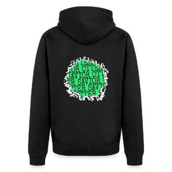 animal print animal rights activists veganism art - Unisex Premium Bio Zip Hoodie - Schwarz - Hinten - Nico (187cm)