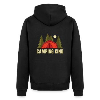 Camping Child - Unisex Premium Organic Zip Hoodie - black - Back - Nico (187cm)