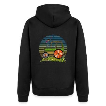 Traktor - Unisex Premium Bio Zip Hoodie - Schwarz - Hinten - Nico (187cm)