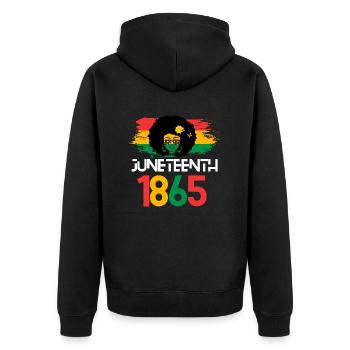 JUNETEENTH 19th June independence celebrations - Unisex Premium Organic Zip Hoodie - black - Back - Nico (187cm)