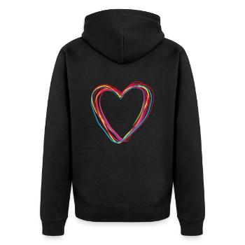 heart - I feel love - Unisex Premium Bio Zip Hoodie - Schwarz - Hinten - Nico (187cm)