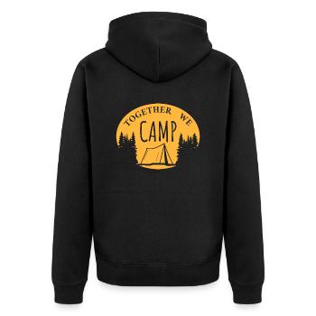 Together we camp - Zelten Bäume Wald Berge - Unisex Premium Bio Zip Hoodie - Schwarz - Hinten - Nico (187cm)