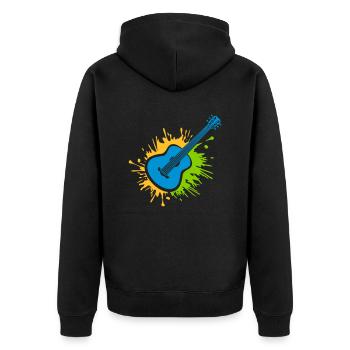 Éclaboussures colorées de gouttes de guitariste de couleur - Veste à capuche bio Premium Unisexe - noir - Dos - Nico (187cm)