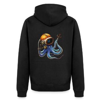 Blue Octopus octopus with helmet Gift idea - Unisex Premium Organic Zip Hoodie - black - Back - Nico (187cm)