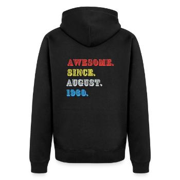 AWESOME SINCE AUGUST 1960 - Unisex Premium Organic Zip Hoodie - black - Back - Nico (187cm)
