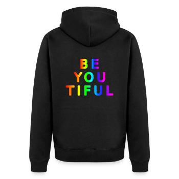 Schön Wort Schönheit cool lustig Wortspiel Motiv - Unisex Premium Bio Zip Hoodie - Schwarz - Hinten - Nico (187cm)
