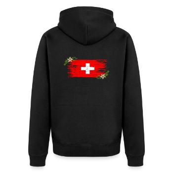 Drapeau suisse - Veste à capuche bio Premium Unisexe - noir - Dos - Nico (187cm)