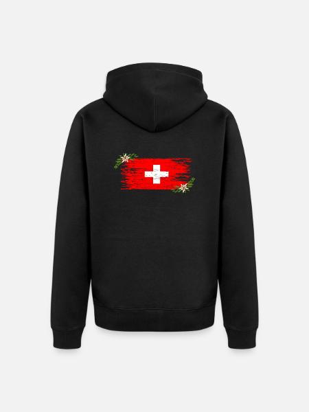 Swiss flag - Unisex Premium Organic Zip Hoodie - black