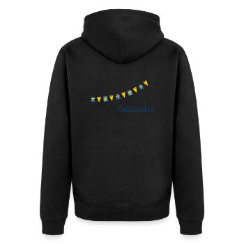 Schweden Girlande - Unisex Premium Bio Zip Hoodie - Schwarz - Hinten - Nico (187cm)