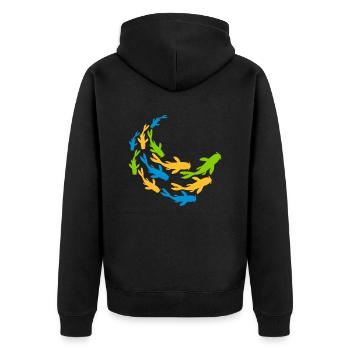 Banc coloré de poissons koi - Veste à capuche bio Premium Unisexe - noir - Dos - Nico (187cm)
