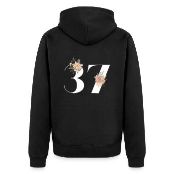 37e anniversaire fleuris (Cadeau de 37 ans) - Veste à capuche bio Premium Unisexe - noir - Dos - Nico (187cm)