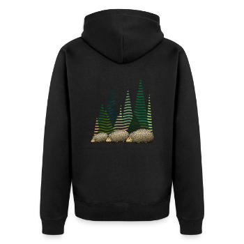 Hedgehogs - Unisex Premium Organic Zip Hoodie - black - Back - Nico (187cm)