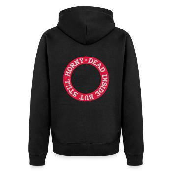 dead inside but horny - Unisex Premium Bio Zip Hoodie - Schwarz - Hinten - Nico (187cm)