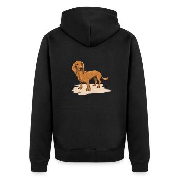 Dackel - Unisex Premium Bio Zip Hoodie - Schwarz - Hinten - Nico (187cm)