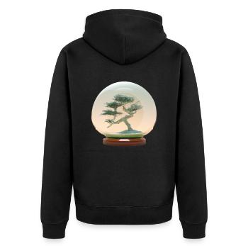 Bonsai 3, digital Art - Unisex Premium Bio Zip Hoodie - Schwarz - Hinten - Nico (187cm)