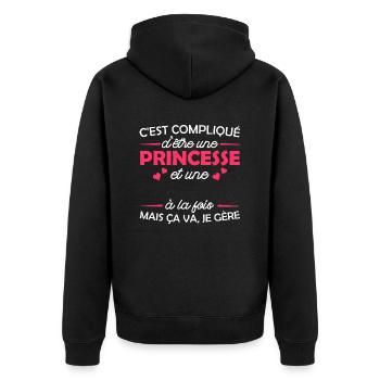 princesse et / cadeau femme personnalisé - Veste à capuche bio Premium Unisexe - noir - Dos - Nico (187cm)