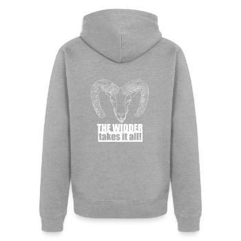 The Aries takes it all Horoscope - Unisex Premium Organic Zip Hoodie - heather grey - Back - Nico (187cm)