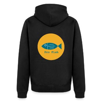 Pro Fish, Pro Fisch, Pro Meer, Pro Ozean - Unisex Premium Bio Zip Hoodie - Schwarz - Hinten - Nico (187cm)