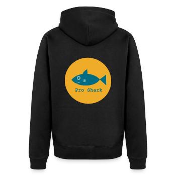 Pro Shark, Pro Hai, Pro Meer, Pro Ozean - Unisex Premium Bio Zip Hoodie - Schwarz - Hinten - Nico (187cm)