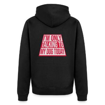 only talking to dog - Unisex Premium Bio Zip Hoodie - Schwarz - Hinten - Nico (187cm)