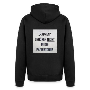 Pappen - Unisex Premium Bio Zip Hoodie - Schwarz - Hinten - Nico (187cm)