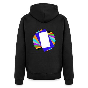 farbiges verschachteln - Unisex Premium Bio Zip Hoodie - Schwarz - Hinten - Nico (187cm)