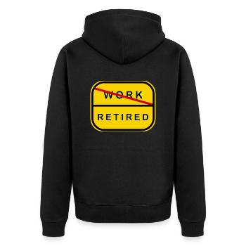 Rentner Rente Geschenk Ruhestand Pensionierung - Unisex Premium Bio Zip Hoodie - Schwarz - Hinten - Nico (187cm)