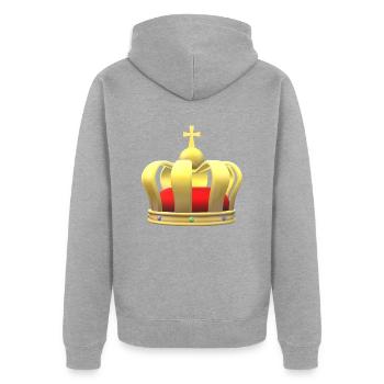 Krone König Königin Königreich Thron Krönung - Unisex Premium Bio Zip Hoodie - Grau meliert - Hinten - Nico (187cm)