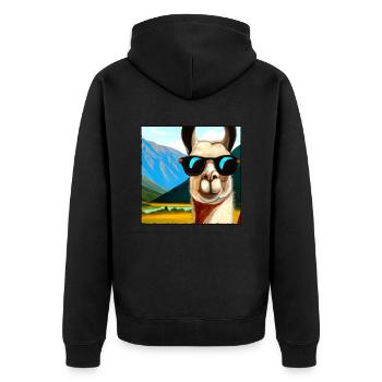 Cadeau de portrait de lama - Veste à capuche bio Premium Unisexe - noir - Dos - Nico (187cm)