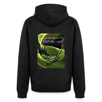 Feel the call Design - Unisex Premium Organic Zip Hoodie - black - Back - Nico (187cm)