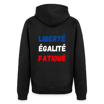 liberté égalité fatigué - Veste à capuche bio Premium Unisexe - noir - Dos - Nico (187cm)