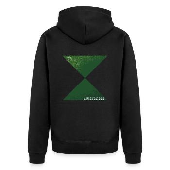 CP Bewusstsein - Unisex Premium Bio Zip Hoodie - Schwarz - Hinten - Nico (187cm)