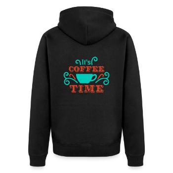 ES IST KAFFEEZEIT OK - Unisex Premium Bio Zip Hoodie - Schwarz - Hinten - Nico (187cm)