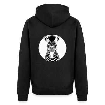 Fun Zebra Cartoon lustig Natur Tier Safari 4 - Unisex Premium Bio Zip Hoodie - Schwarz - Hinten - Nico (187cm)