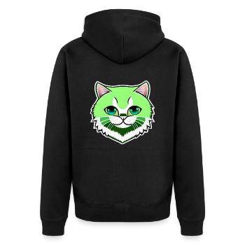 mignon petit chat vert - Veste à capuche bio Premium Unisexe - noir - Dos - Nico (187cm)