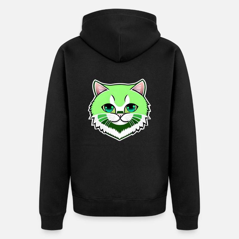 mignon petit chat vert - Veste à capuche bio Premium Unisexe - noir