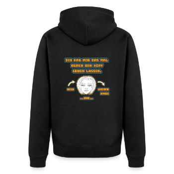 witziges Nicht-Nachdenken-Design / lustige Sprüche - Unisex Premium Bio Zip Hoodie - Schwarz - Hinten - Nico (187cm)