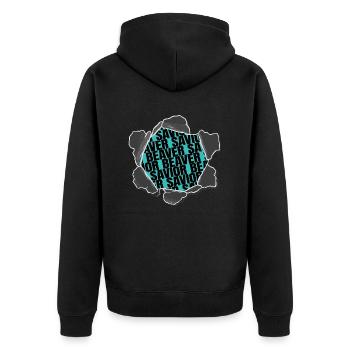 funny baver beaver shirt funny deer plants - Unisex Premium Bio Zip Hoodie - Schwarz - Hinten - Nico (187cm)
