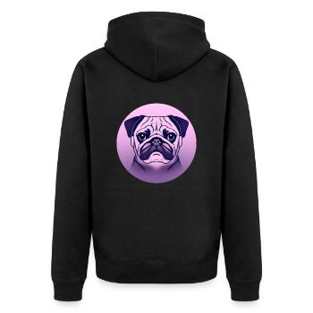 farbiger Mops im Kreis - Unisex Premium Bio Zip Hoodie - Schwarz - Hinten - Nico (187cm)