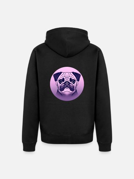 farbiger Mops im Kreis - Unisex Premium Bio Zip Hoodie - Schwarz