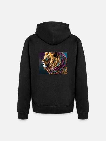 Lion - Unisex Premium Organic Zip Hoodie - black