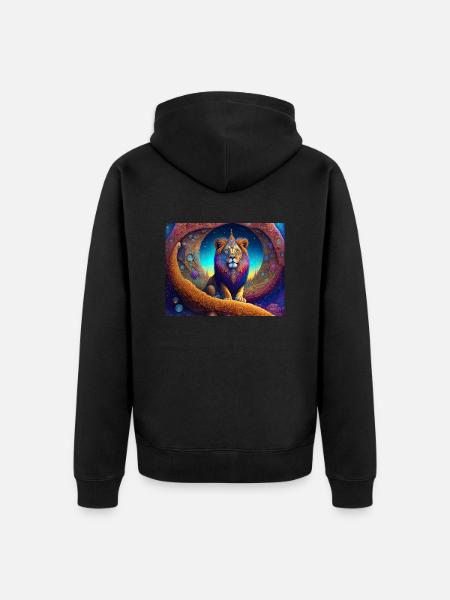 Lion - Unisex Premium Organic Zip Hoodie - black