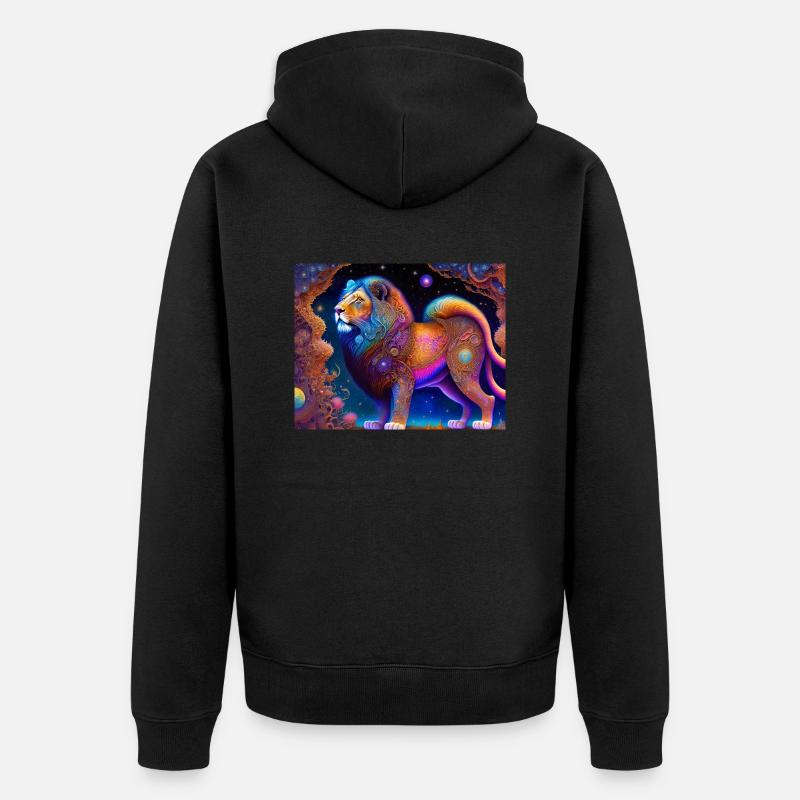 Löwe - Unisex Premium Bio Zip Hoodie - Schwarz