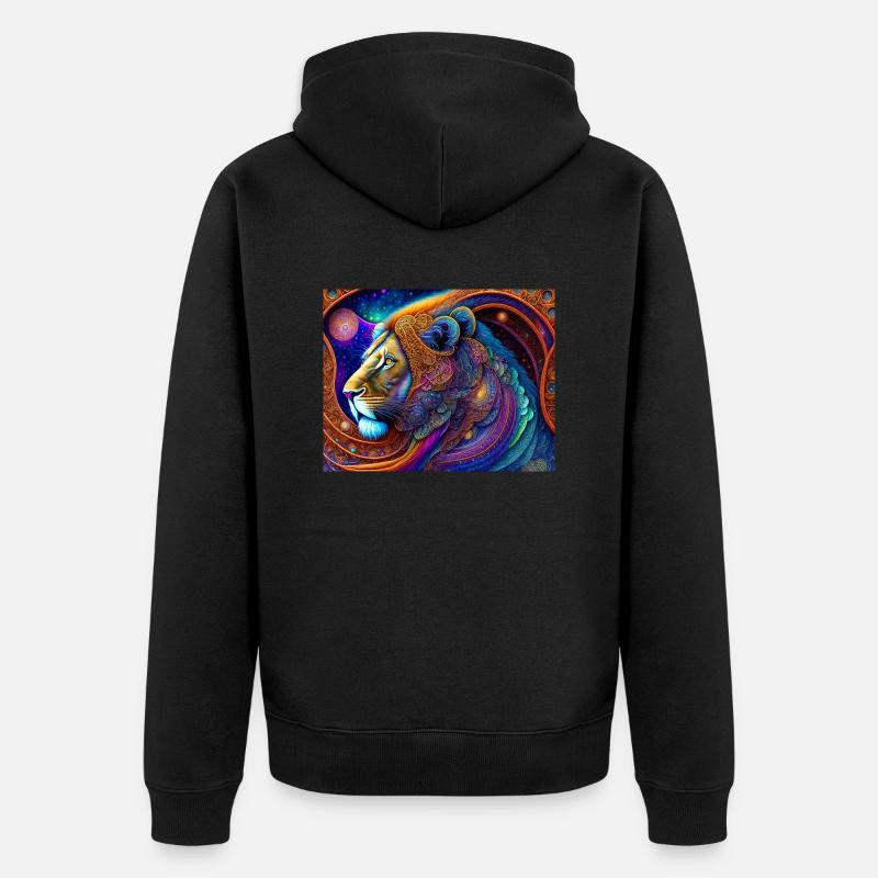 Löwe - Unisex Premium Bio Zip Hoodie - Schwarz