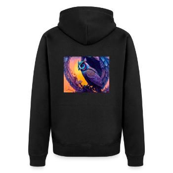 Eule - Unisex Premium Bio Zip Hoodie - Schwarz - Hinten - Nico (187cm)